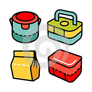Lunchbox outline icon set 2