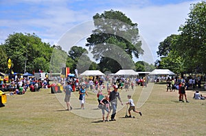 Lunchtime Crowd in Hagley Park at The World Buskers Festival, Ne