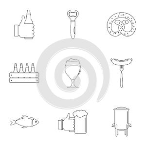 Lunchtime icons set, outline style