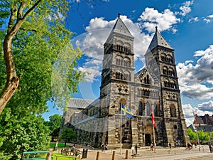 The Lund Cathedral. Sweden on sunny day exterior view