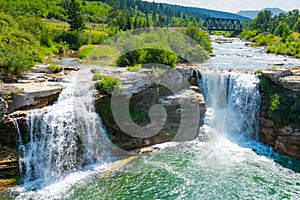 Lundbreck Falls on a hot summer day.