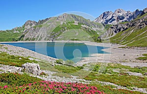 Lunersee and tirolean alps, austrian landscape