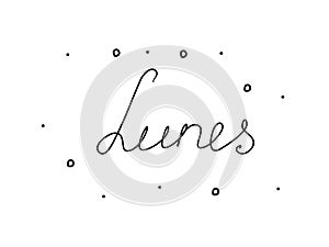 Lunes phrase handwritten with a calligraphy brush. Monday in spanish. Modern brush calligraphy. Isolated word black photo