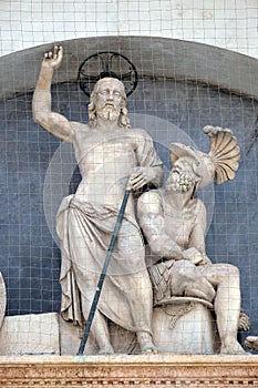 Lunette of the Resurrection, facade of San Petronio Basilica in Bologna