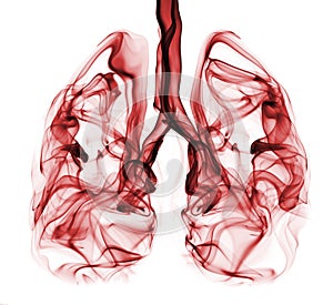 Lung cancer illustrated as smoke shaped as lungs photo