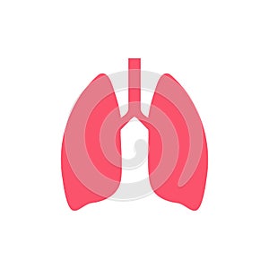 Lung human icon, respiratory system healthy lungs anatomy flat medical organ icon