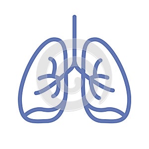 Lung or human lungs icon line outline art with bronchial system vector cartoon illustration clipart isolated on white