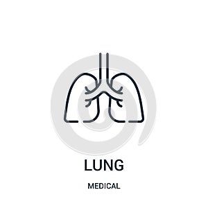 lung icon vector from medical collection. Thin line lung outline icon vector illustration