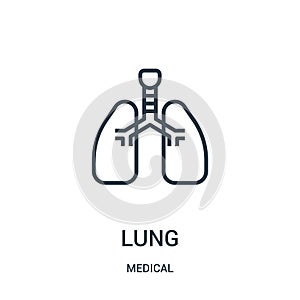 lung icon vector from medical collection. Thin line lung outline icon vector illustration. Linear symbol for use on web and mobile