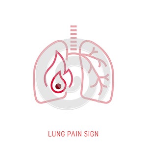 Lung inflammation, pain, angriness sign. Editable vector illustration photo