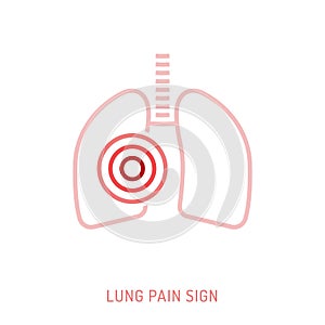 Lung inflammation, pain, angriness sign. Editable vector illustration in modern outline style photo