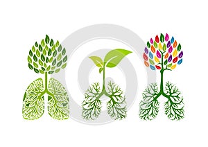 Lung logo, healthy breath concept design