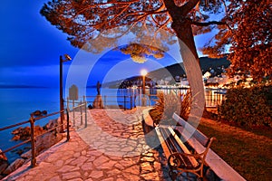 Lungomare walk with girl with Seagull