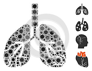 Lungs Cancer Collage of CoronaVirus Elements