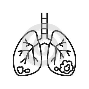 Lungs cancer line black icon. Human organ concept. Malignant neoplasm. Sign for web page, mobile app, button, logo