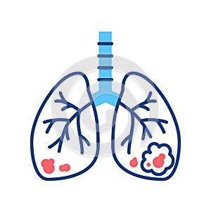 Plíce rakovina linka barva ikona. člověk varhany. zhoubný. pavučina strana mobilní, označení organizace nebo instituce 