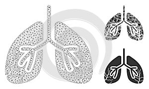 Lungs Cancer Vector Mesh Network Model and Triangle Mosaic Icon