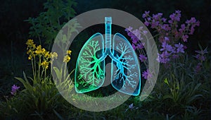 Lungs consists of plants and flowers reflecting the importance of clean air and healthy breathing