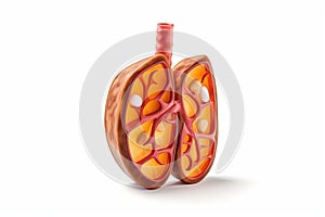 Lungs. Cute cartoon healthy human anatomy internal organ character set with brain lung intestine heart kidney liver and