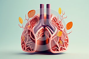 Lungs. Cute cartoon healthy human anatomy internal organ character set with brain lung intestine heart kidney liver and