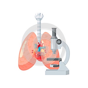 Lungs diagnostic vector design in flat style