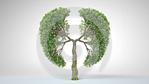 Lungs of the Earth. Tree in the shape of Lungs. Eco Concept
