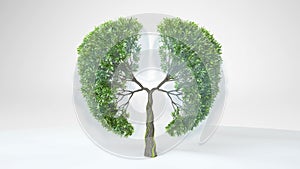 Lungs of the Earth. Tree in the shape of Lungs. Eco Concept