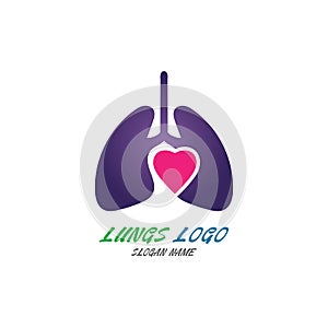 Lungs logo Organ medical Health design template vector