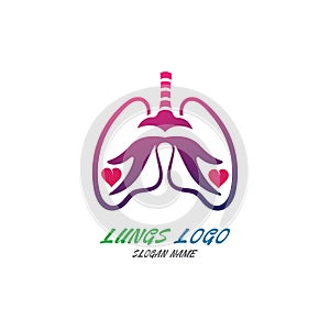 Lungs logo Organ medical Health design template vector