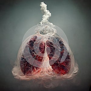 Lungs made of smoke. Ai generated.