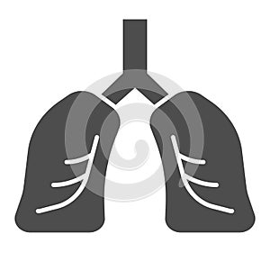Lungs organ line and solid icon. Healthy human detailed anatomy of respiratory system symbol, outline style pictogram on