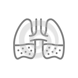 Lungs with phlegm line icon. Pleurisy, edema, pneumonia, tuberculosis, bronchitis symbol photo
