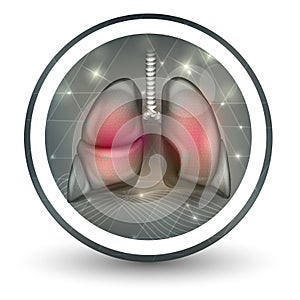 Lungs round shape icon