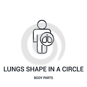 lungs shape in a circle on a human body icon vector from body parts collection. Thin line lungs shape in a circle on a human body