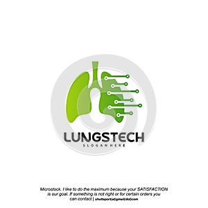 Lungs tech logo designs vector, Lungs with tech symbol iconinc logo