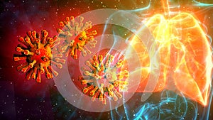 lungs troubles of sars-cov-2, healthcare 3d illustration