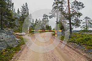 Luosto Finland, road closed in the forest