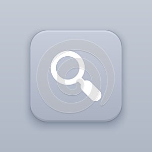 Lupa, search, gray vector button with white icon