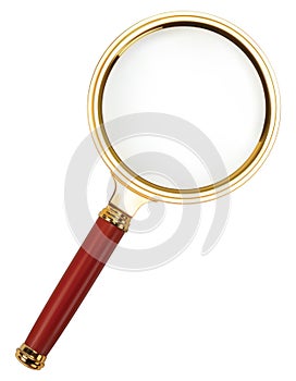 Lupe. Magnifying Glass on white.