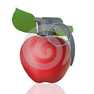 Lure concept with grenade shaped red apple