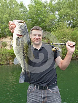 Lure fishing. catch of fish, bass photo