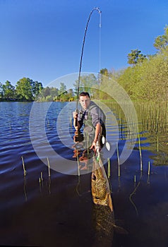 Lure fishing. catch of fish, big pike