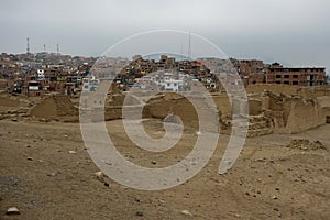 Pachacamac Archeological Site, Lima/Peru. Pre-incan ruins and sanctuary photo