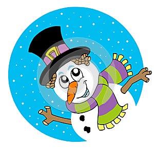 Lurking cartoon snowman