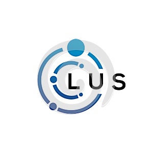 LUS letter technology logo design on white background. LUS creative initials letter IT logo concept. LUS letter design photo