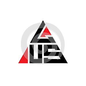 LUS triangle letter logo design with triangle shape. LUS triangle logo design monogram. LUS triangle vector logo template with red photo