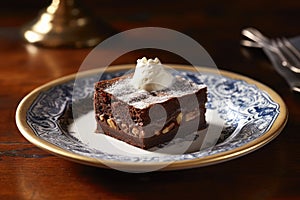 Luscious Brownie with dollop of fresh whipped cream