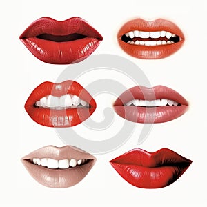 Luscious Lips on a Pure White Background .