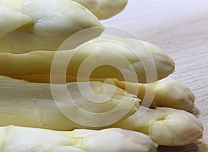 Luscious mature white asparagus tips from greengrocers in spring