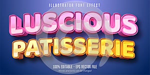 Luscious Patisserie text, 3d pastry style editable font effect